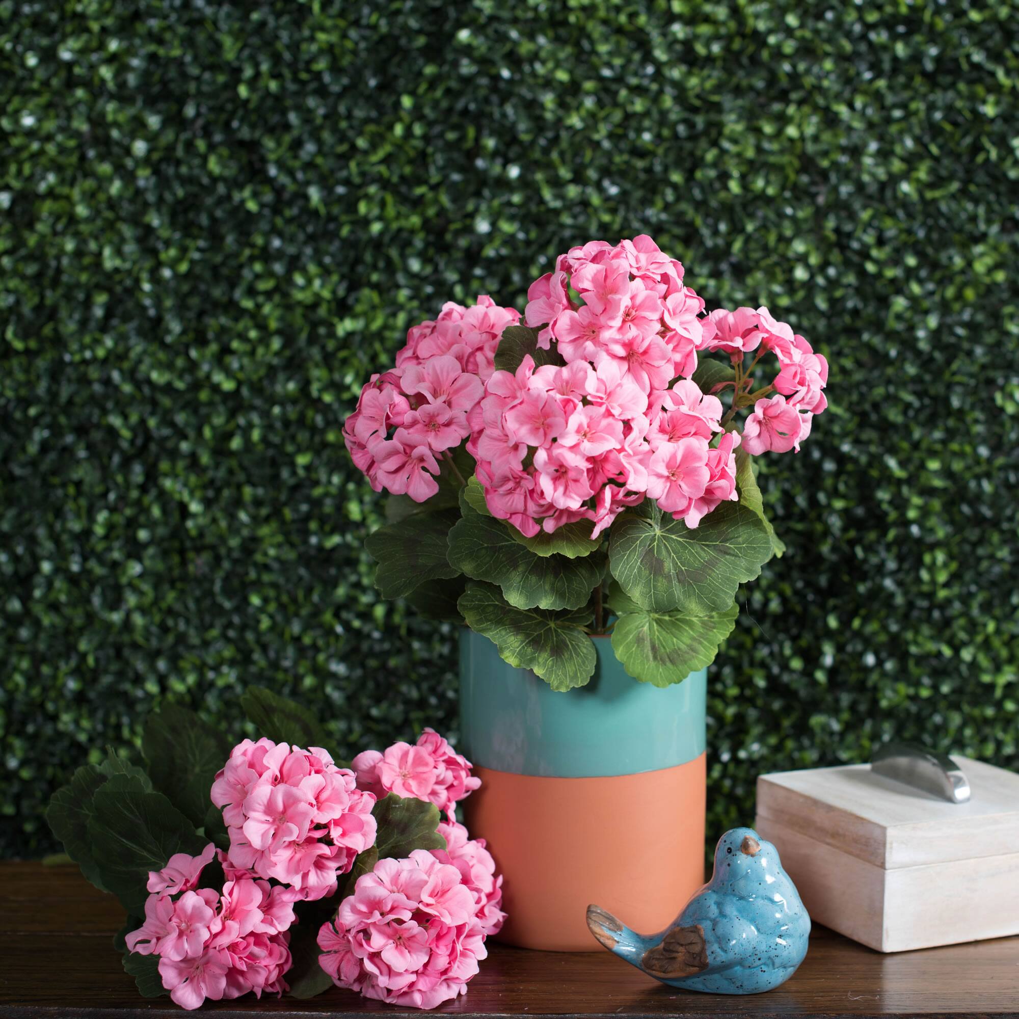 Artificial Coral Geranium Bush